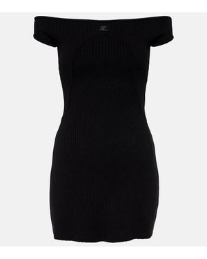 Courreges Ribbed Mini Dress in Black | Lyst