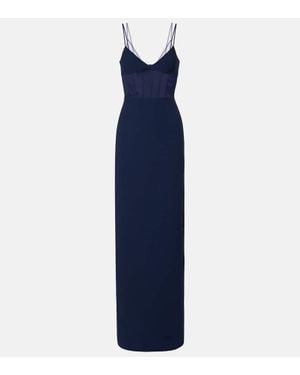 David Koma Tulle-Trimmed Bustier Dress - Blue