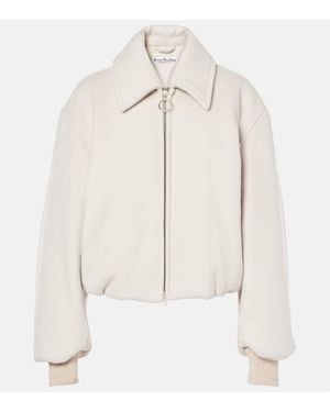 Acne Studios Wool-blend Bomber Jacket - Natural