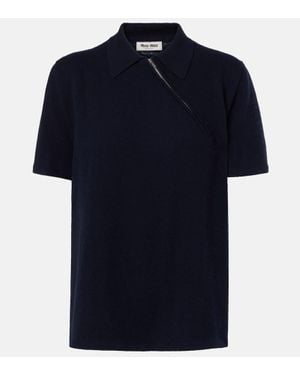 Miu Miu Zipped Cashmere Polo Shirt - Blue