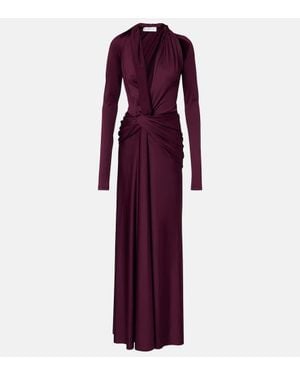 Victoria Beckham Gathered Jersey Gown - Purple