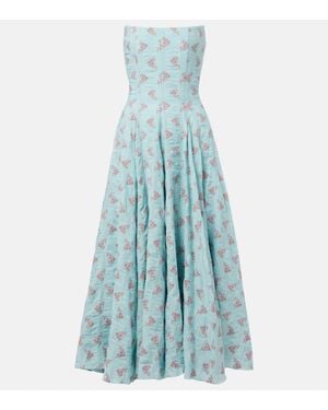 Markarian Rousseau Floral Cotton-Blend Midi Dress - Blue
