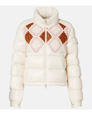 Moncler Megara Embroidered Down Jacket - Natural