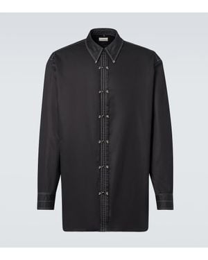 Lemaire Embellished Cotton Satin Shirt - Blue