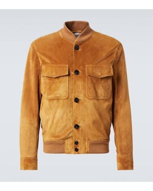 Loro Piana Suede Bomber Jacket - Orange