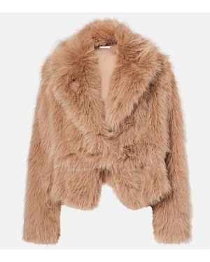 The Sei Faux Fur Bomber Jacket - Brown