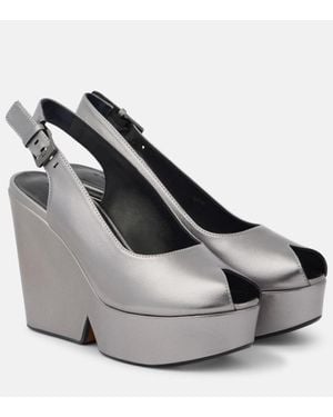 Robert Clergerie Dylan Leather Wedge Sandals - Gray