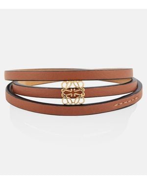 Loewe Bracciale twist marrone in pelle di vitello