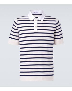 Brunello Cucinelli Striped Cotton Polo Shirt - White