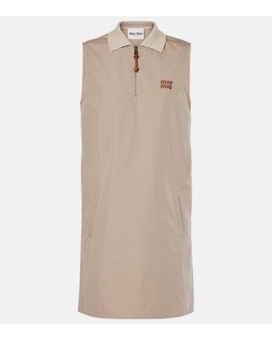 Miu Miu Panama Cotton-Blend Minidress - Natural