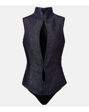 Mugler Body Aus Denim - Blau