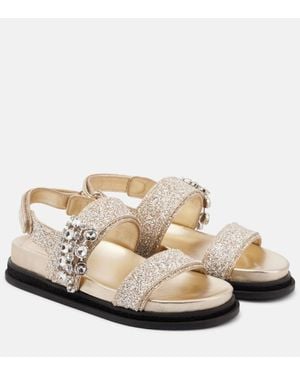 Jimmy Choo Verity Embellished Glitter Sandals - Metallic