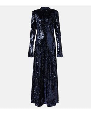 ROTATE BIRGER CHRISTENSEN Abito Lungo Con Paillettes - Blu