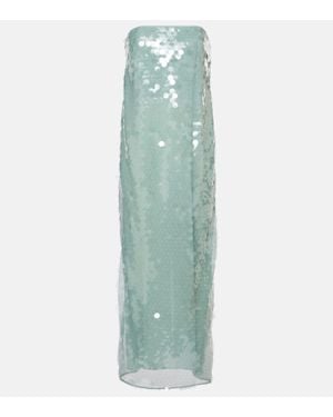 STAUD Casey Sequined Strapless Maxi Dress - Green