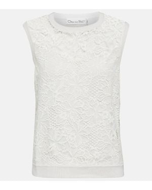 Oscar de la Renta Tank Top Chantilly En Mezcla De Seda - Blanco