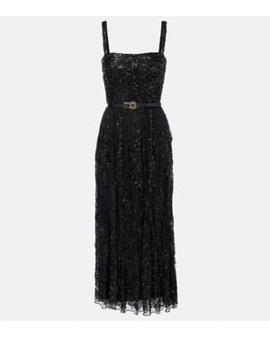 Elie Saab Sequined Lace-Trimmed Cocktail Dress - Black