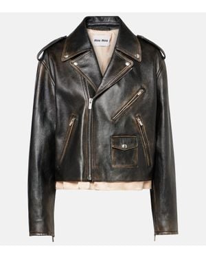 Miu Miu Leather Jacket - Black