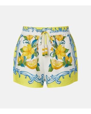 FARM Rio Floral Linen-Blend Shorts - White