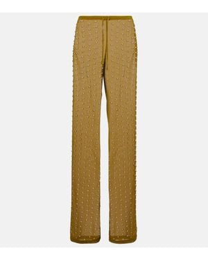 Dries Van Noten Embellished Straight Trousers - Natural