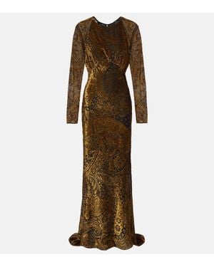 Etro Maxikleid Aus Jacquard - Braun