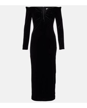 Roland Mouret Off-Shoulder-Midikleid Aus Samt - Schwarz