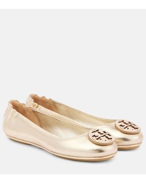 Tory Burch Ballerinas Minnie Aus Metallic-Leder - Natur