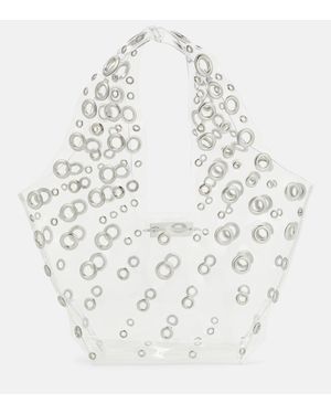Rabanne Grommet Embellished Pvc Tote Bag - White