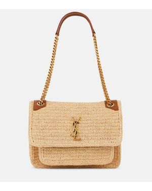 Saint Laurent Niki Medium Raffia Shoulder Bag - Natural