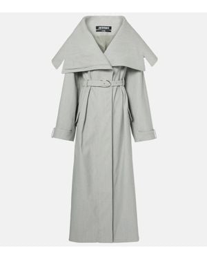 Jacquemus Le Trench Caruso Oversized Trench Coat - Gray