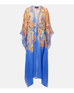 Etro Printed Cotton And Silk Beach Cover-Up - Blue