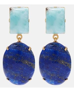 Jennifer Behr Pendientes Xiomara Chapados En Oro De 18 Ct - Azul