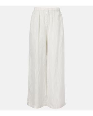 Frankie Shop Brenna Sheer Striped Wide-Leg Pants - White