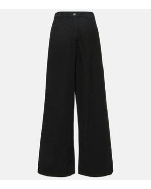 The Row Chan Cotton Corduroy Wide-Leg Trousers - Black