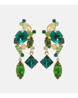 Jennifer Behr Orecchini Pendenti Ambra Con Cristalli - Verde
