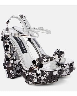 Dolce & Gabbana Sandales En Cuir Synthetique A Sequins - Métallisé