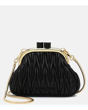 Miu Miu Clutch Miu Belle Mini Aus Leder - Schwarz