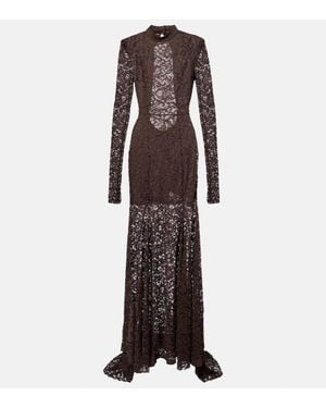ROTATE BIRGER CHRISTENSEN Open-Back Floral Lace Gown - Brown