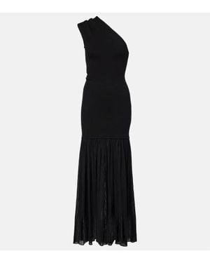 Proenza Schouler Cora One-Shoulder Crepe Chiffon Maxi Dress - Black