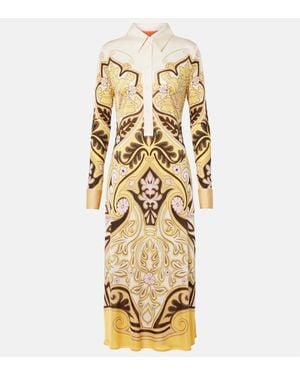 La DoubleJ Perry Printed Midi Dress - Metallic