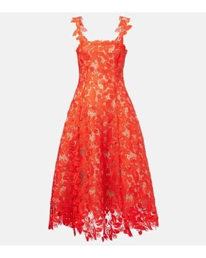 Oscar de la Renta Cocktailkleid Aus Guipure-Spitze - Rot