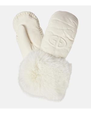 Goldbergh Adore Logo Faux Fur-trimmed Mittens - White