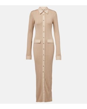 TOTEME Buttoned Knit Maxi Shirt Dress - Natural