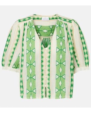 Velvet Marissa Cotton Jacquard Blouse - Green