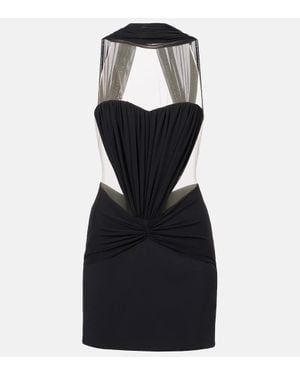 David Koma Scarf-Detail Ruched Minidress - Black