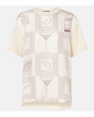 Loro Piana Bedrucktes T-Shirt Mazzorbo Aus Seiden-Jersey - Weiß