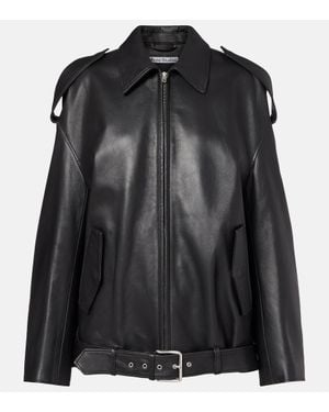 Acne Studios Oversized Leather Biker Jacket - Black