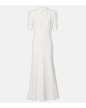 Alessandra Rich Satin Midi Dress - White