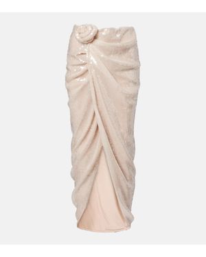 ROTATE BIRGER CHRISTENSEN Falda Envolvente Rositana Con Aplique Floral - Neutro