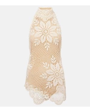 Magda Butrym Top En Croche De Algodon Floral - Neutro