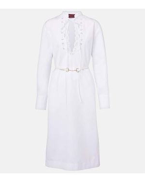Gucci Cotton Poplin Shirt Dress With Embroidery, Ready-To-Wear - White